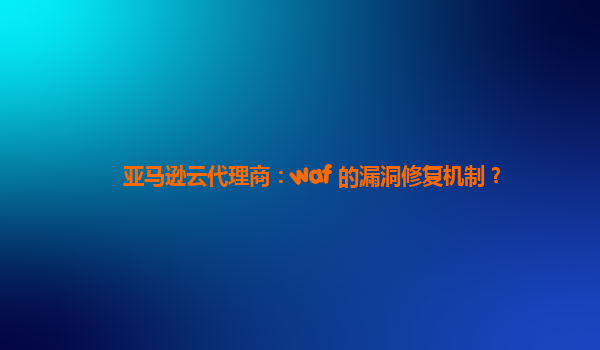 亚马逊云代理商：waf 的漏洞修复机制？