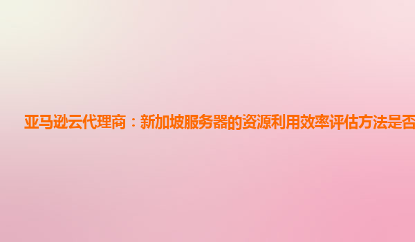亚马逊云代理商：新加坡服务器的资源利用效率评估方法是否科学？