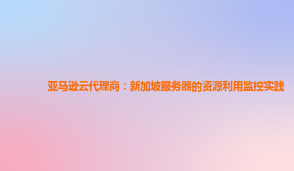 亚马逊云代理商：新加坡服务器的资源利用监控实践