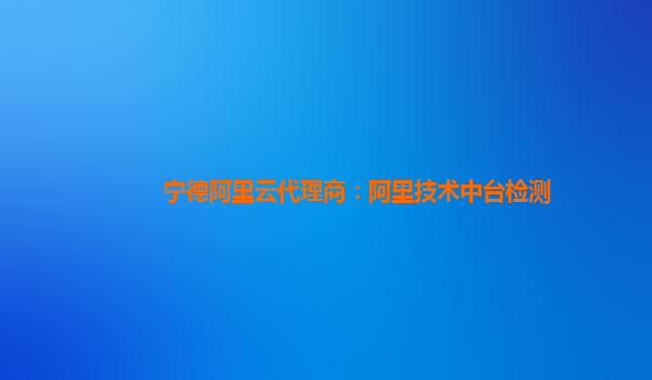 宁德阿里云代理商：阿里技术中台检测