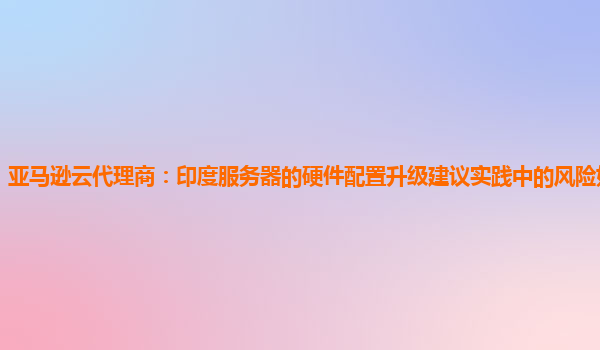 亚马逊云代理商：印度服务器的硬件配置升级建议实践中的风险如何规避？