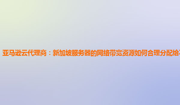 亚马逊云代理商：新加坡服务器的网络带宽资源如何合理分配给不同业务？