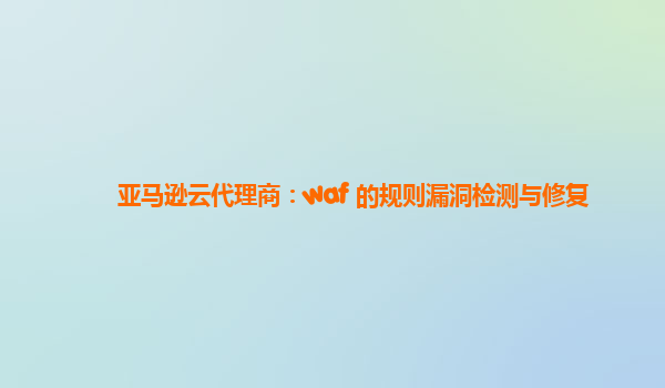 亚马逊云代理商：waf 的规则漏洞检测与修复