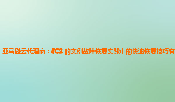 亚马逊云代理商：EC2 的实例故障恢复实践中的快速恢复技巧有哪些？