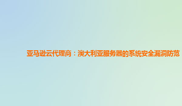 亚马逊云代理商：澳大利亚服务器的系统安全漏洞防范