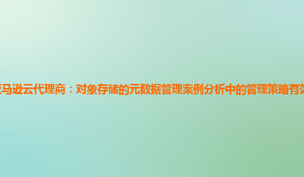 亚马逊云代理商：对象存储的元数据管理案例分析中的管理策略有效性如何验证？