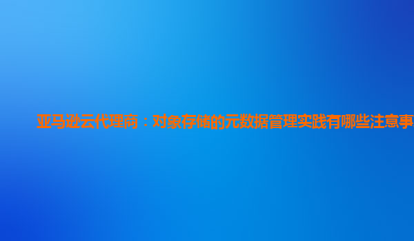 亚马逊云代理商：对象存储的元数据管理实践有哪些注意事项？