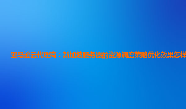 亚马逊云代理商：新加坡服务器的资源调度策略优化效果怎样衡量？