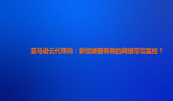 亚马逊云代理商：新加坡服务器的网络带宽监控？