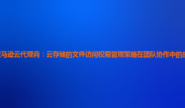亚马逊云代理商：云存储的文件访问权限管理策略在团队协作中的应用效果怎样？