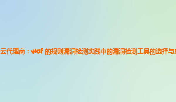 亚马逊云代理商：waf 的规则漏洞检测实践中的漏洞检测工具的选择与应用场景的匹配？