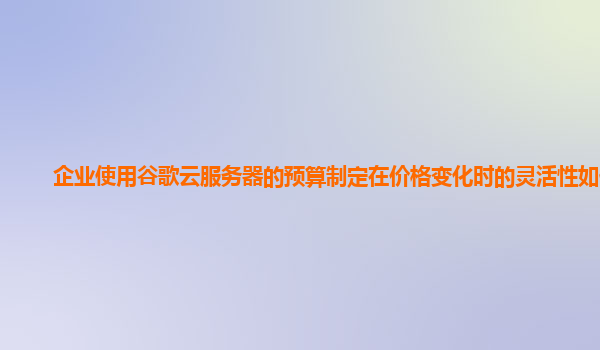 企业使用谷歌云服务器的预算制定在价格变化时的灵活性如何？