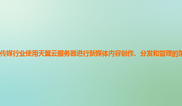 传媒行业使用天翼云服务器进行新媒体内容创作、分发和管理的策略和效果？