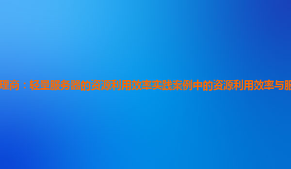 亚马逊云代理商：轻量服务器的资源利用效率实践案例中的资源利用效率与服务器资源配置的动态调整？