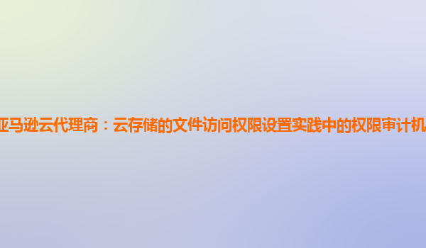 亚马逊云代理商：云存储的文件访问权限设置实践中的权限审计机制如何建立？