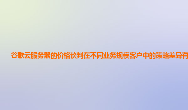 谷歌云服务器的价格谈判在不同业务规模客户中的策略差异有哪些？