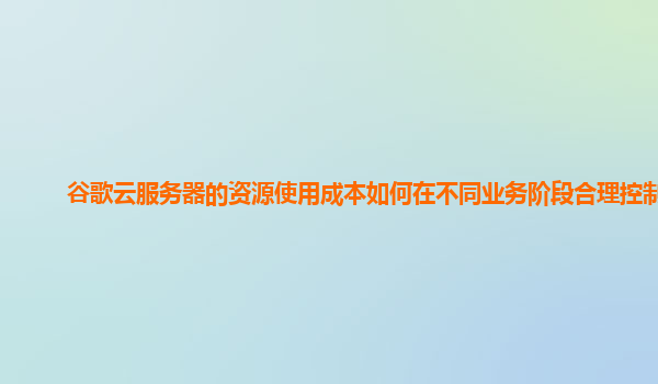 谷歌云服务器的资源使用成本如何在不同业务阶段合理控制？
