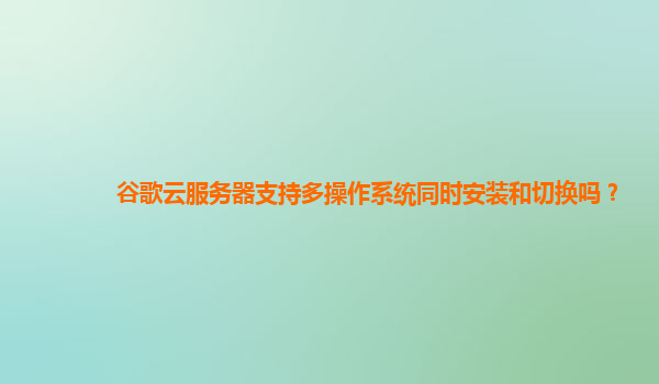 谷歌云服务器支持多操作系统同时安装和切换吗？