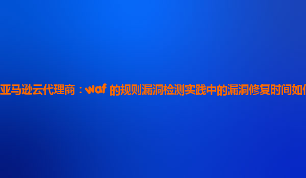 亚马逊云代理商：waf 的规则漏洞检测实践中的漏洞修复时间如何缩短？