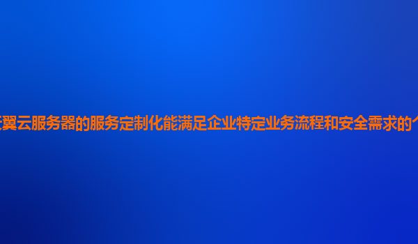 天翼云服务器的服务定制化能满足企业特定业务流程和安全需求的个性化要求吗？