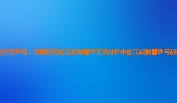 亚马逊云代理商：对象存储的元数据管理案例分析中的元数据管理与数据价值挖掘的关系？