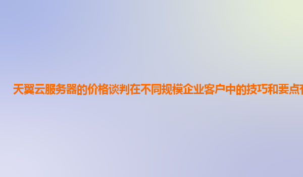 天翼云服务器的价格谈判在不同规模企业客户中的技巧和要点有效吗？