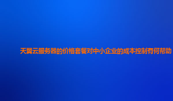 天翼云服务器的价格套餐对中小企业的成本控制有何帮助？