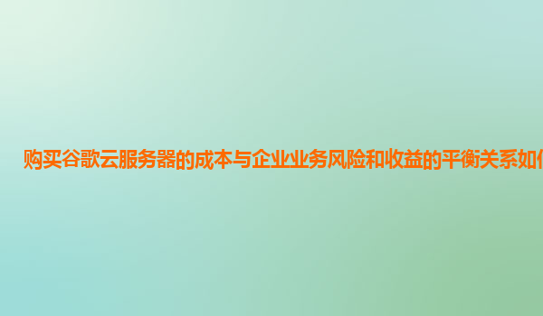 购买谷歌云服务器的成本与企业业务风险和收益的平衡关系如何评估？