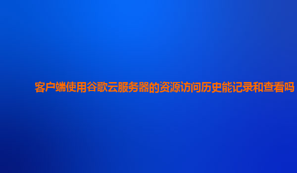 客户端使用谷歌云服务器的资源访问历史能记录和查看吗？