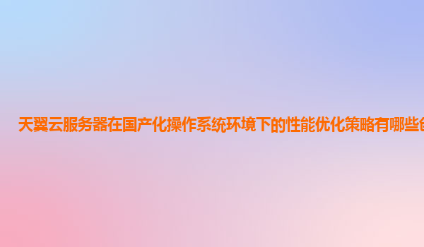 天翼云服务器在国产化操作系统环境下的性能优化策略有哪些创新点？