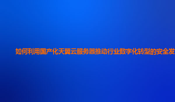 如何利用国产化天翼云服务器推动行业数字化转型的安全发展？