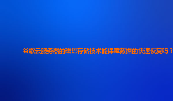 谷歌云服务器的磁盘存储技术能保障数据的快速恢复吗？