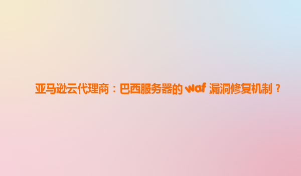亚马逊云代理商：巴西服务器的 waf 漏洞修复机制？