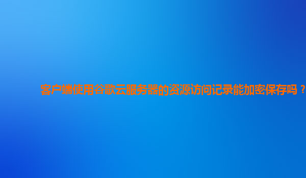 客户端使用谷歌云服务器的资源访问记录能加密保存吗？