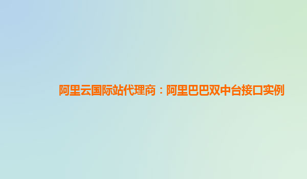 阿里云国际站代理商：阿里巴巴双中台接口实例