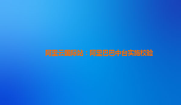 阿里云国际站：阿里巴巴中台实施校验