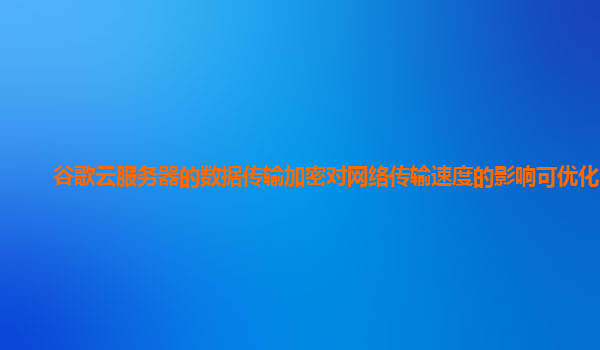 谷歌云服务器的数据传输加密对网络传输速度的影响可优化吗？