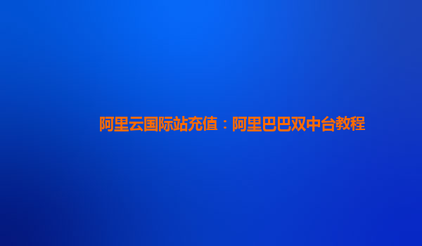 阿里云国际站充值：阿里巴巴双中台教程