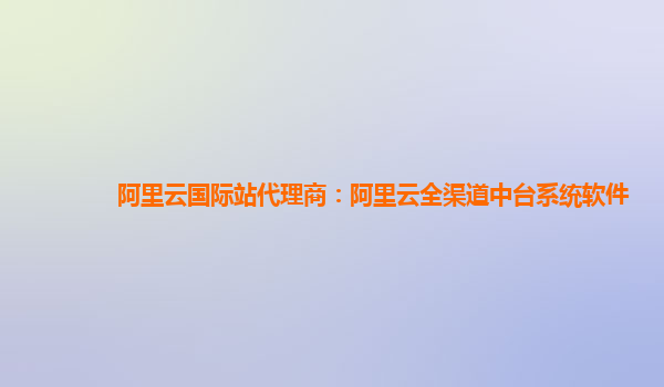 阿里云国际站代理商：阿里云全渠道中台系统软件