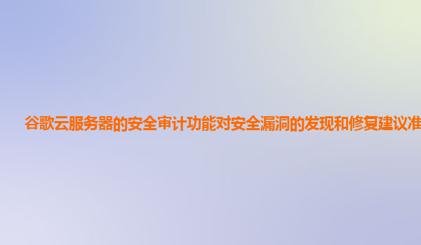 谷歌云服务器的安全审计功能对安全漏洞的发现和修复建议准确吗？
