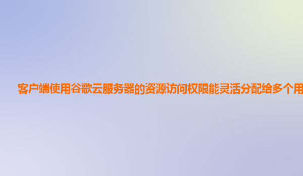 客户端使用谷歌云服务器的资源访问权限能灵活分配给多个用户吗？