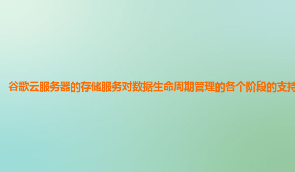 谷歌云服务器的存储服务对数据生命周期管理的各个阶段的支持完善吗？
