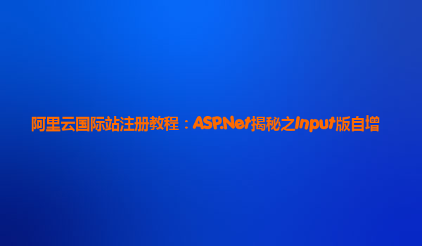 阿里云国际站注册教程：ASP.Net揭秘之Input版自增