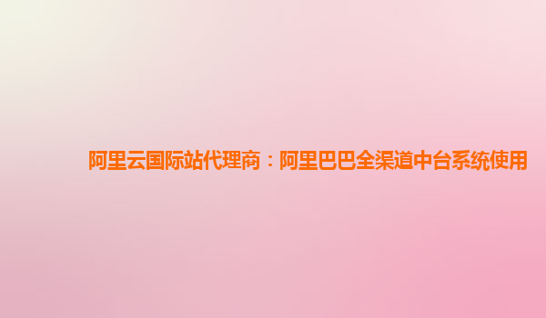 阿里云国际站代理商：阿里巴巴全渠道中台系统使用