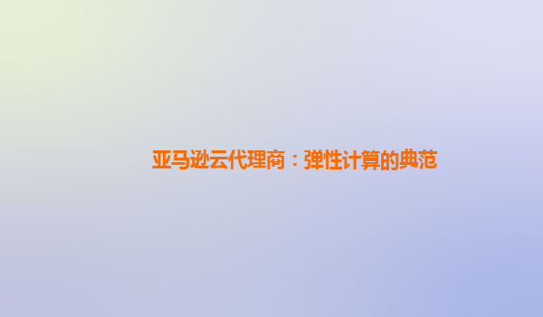 亚马逊云代理商：弹性计算的典范