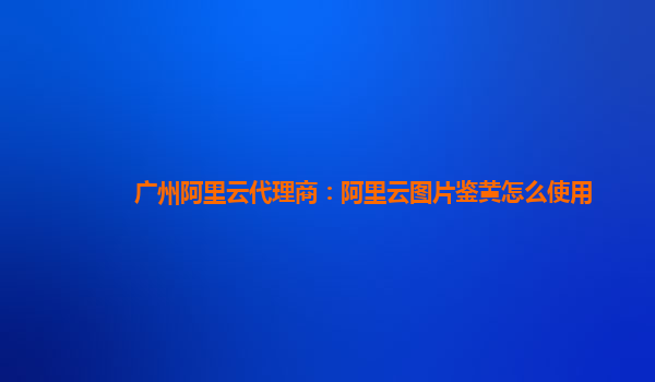 广州阿里云代理商：阿里云图片鉴黄怎么使用