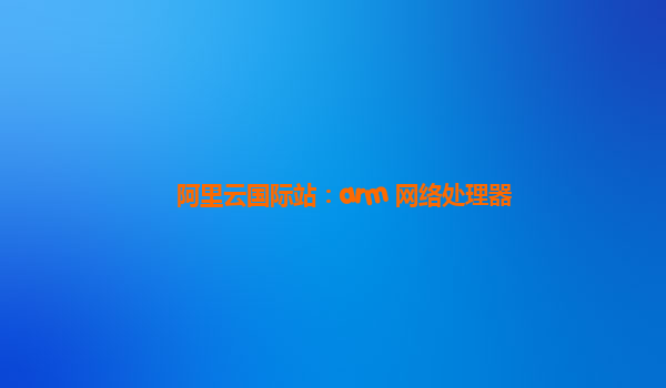 阿里云国际站：arm 网络处理器