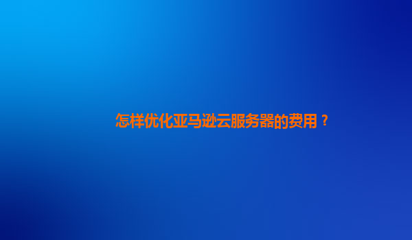 怎样优化亚马逊云服务器的费用？