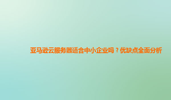 亚马逊云服务器适合中小企业吗？优缺点全面分析