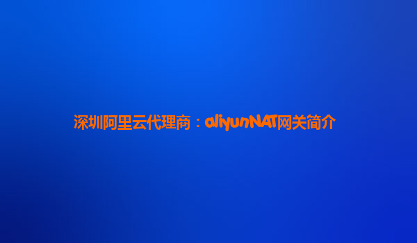 深圳阿里云代理商：aliyunNAT网关简介